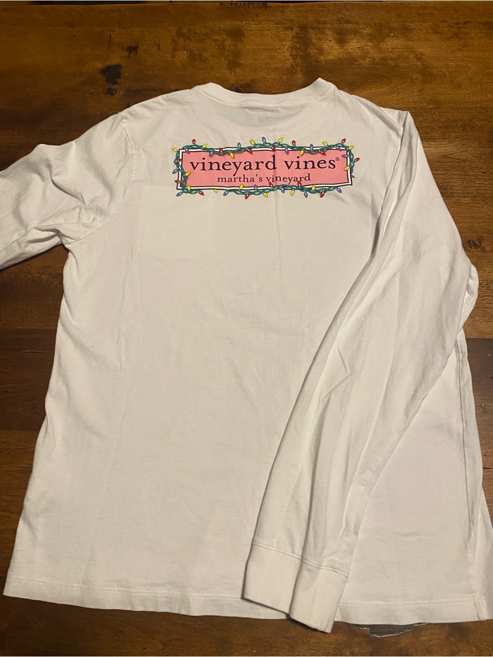 Vineyard Vines White Tee with Pink Logo and Multicolor Lightbulb Trim